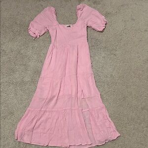 Abercrombie & Fitch Pink Tiered Maxi Sundress